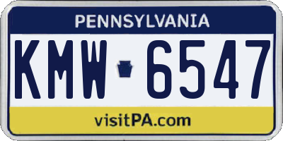 PA license plate KMW6547