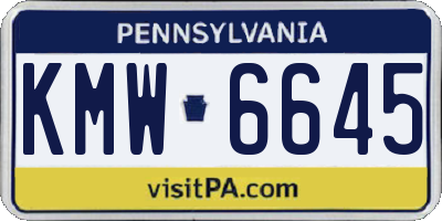PA license plate KMW6645
