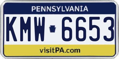 PA license plate KMW6653