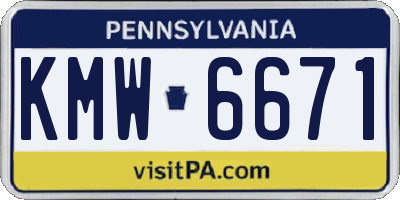 PA license plate KMW6671