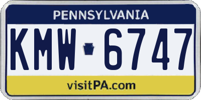 PA license plate KMW6747