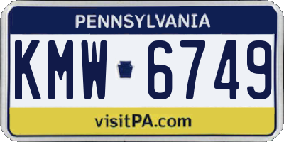 PA license plate KMW6749