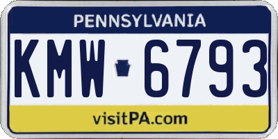 PA license plate KMW6793