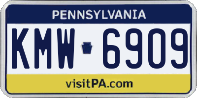 PA license plate KMW6909