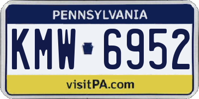 PA license plate KMW6952