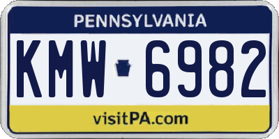 PA license plate KMW6982