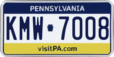PA license plate KMW7008
