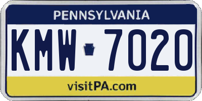PA license plate KMW7020