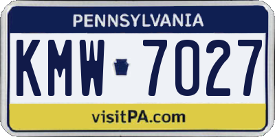 PA license plate KMW7027