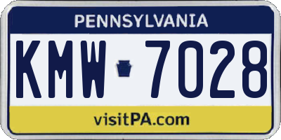 PA license plate KMW7028