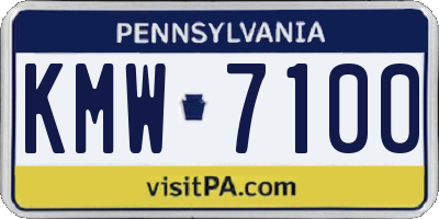 PA license plate KMW7100
