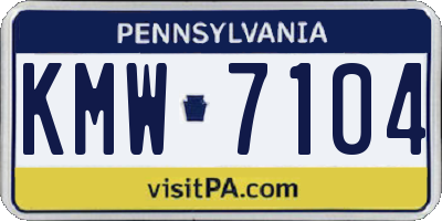 PA license plate KMW7104