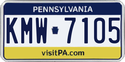 PA license plate KMW7105