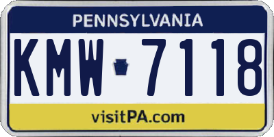 PA license plate KMW7118