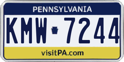 PA license plate KMW7244