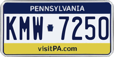 PA license plate KMW7250