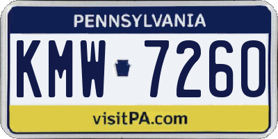 PA license plate KMW7260
