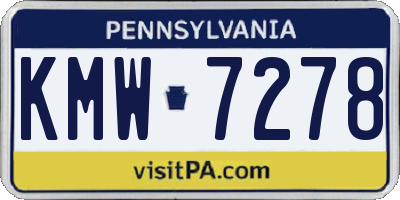 PA license plate KMW7278