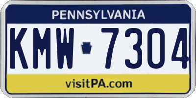 PA license plate KMW7304