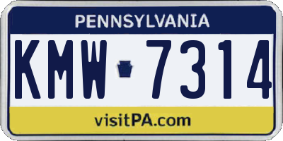 PA license plate KMW7314