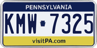 PA license plate KMW7325