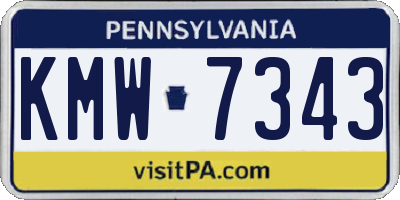 PA license plate KMW7343