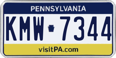 PA license plate KMW7344