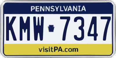 PA license plate KMW7347