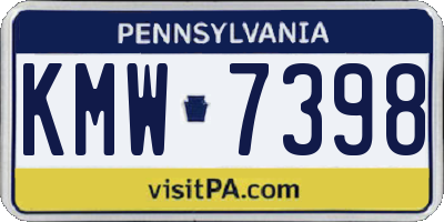 PA license plate KMW7398
