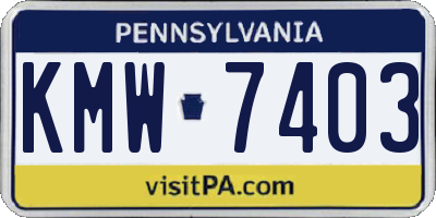 PA license plate KMW7403