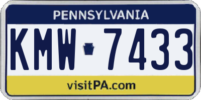PA license plate KMW7433