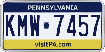 PA license plate KMW7457