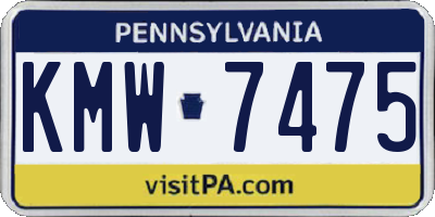 PA license plate KMW7475