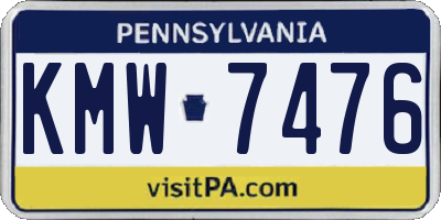 PA license plate KMW7476