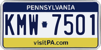 PA license plate KMW7501