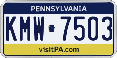 PA license plate KMW7503
