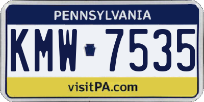 PA license plate KMW7535