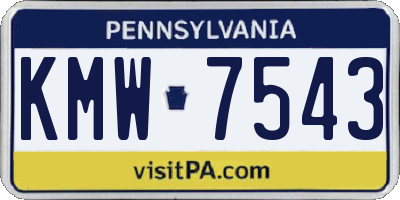 PA license plate KMW7543