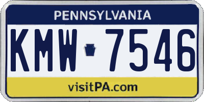 PA license plate KMW7546