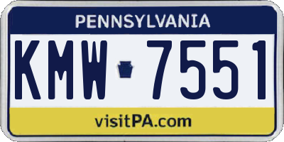 PA license plate KMW7551