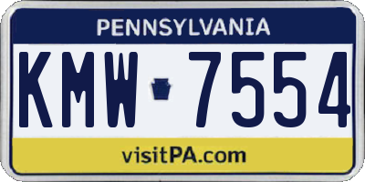 PA license plate KMW7554