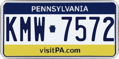PA license plate KMW7572
