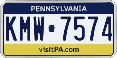 PA license plate KMW7574