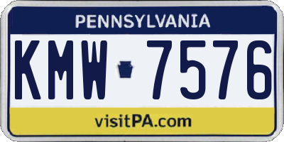PA license plate KMW7576