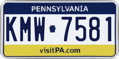 PA license plate KMW7581
