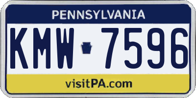 PA license plate KMW7596