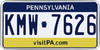 PA license plate KMW7626