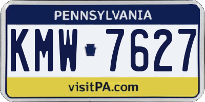 PA license plate KMW7627
