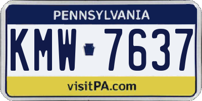 PA license plate KMW7637