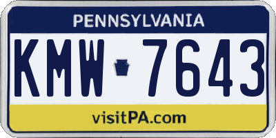 PA license plate KMW7643